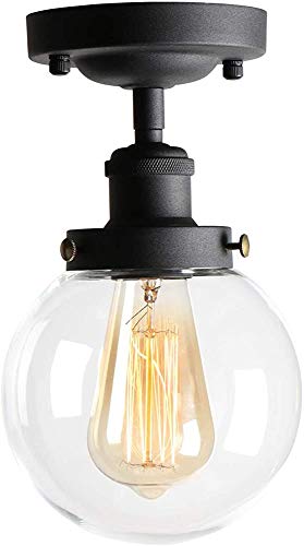 niboline Transparente Glasdeckenleuchter Beleuchtungslampe nach dem semi-Flush Suspension Licht,Black