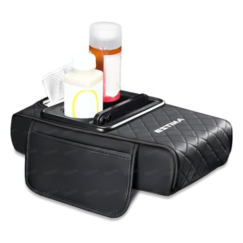 トヨタ エスティマ 50系 車用アームレストカバー 車肘置き肘掛けクッションエスティマ 50系 ESTIMA アームレストカバー レザーカバーアームレストボックス アクセサリー 傷汚れ防止肘掛け肘置き多機能収納アクセサリー カー用品装着簡単落下防止ティッシ