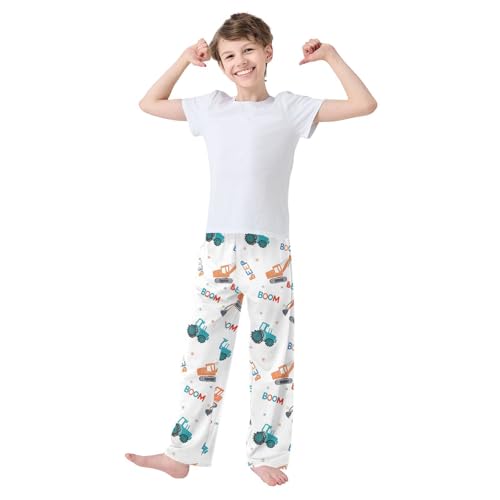 Cute Colorful Excavator Pajama Pants Soft Sleep Bottoms Long Pjs S3