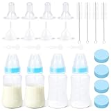 Futtermilchflasche-Set für Welpen, Flaschen zur Kätzchenfütterung, Haustierflasche mit Messskala für die künstliche Aufzucht von Neugeborenen (Blau, 120ML)