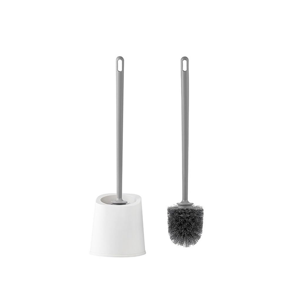 Toilet Brush Toilet Brush Punch-free Thickened Plastic Long Handle Bathroom Supplies with Base(Grey)