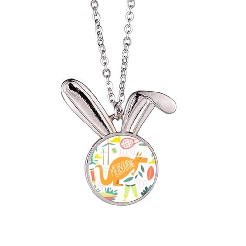 Collier lapin Melbourne Australie en argent pour passionnés de tennis et de surf