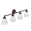 Moen YB2264ORB Brantford 4-Light Dual-Mount Bathroom Vanity Fixture with Frosted Glass, Oil-Rubbed Bronze