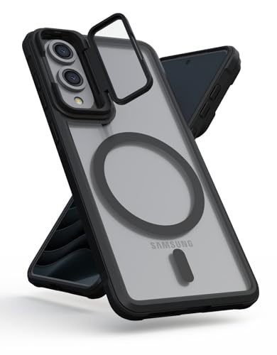 Image of Pirum Back Cover for Samsung Galaxy S26 Edge Magnetic Wireless Charging with Lens Cover Kickstand - Black