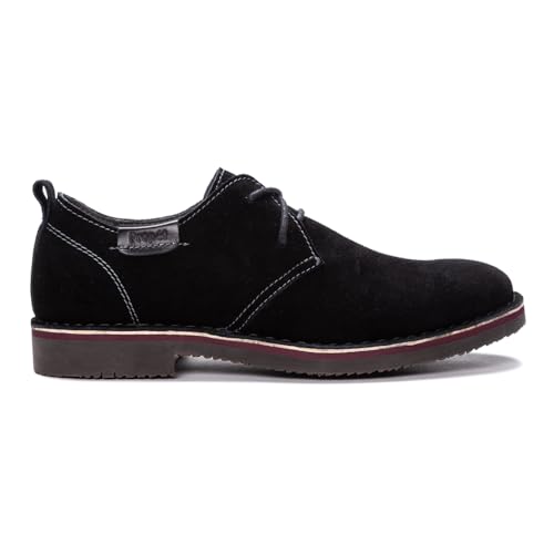 Propét Men's Finn Oxford, Plain Toe - Suede Shoes, Black, 13 X-Wide US