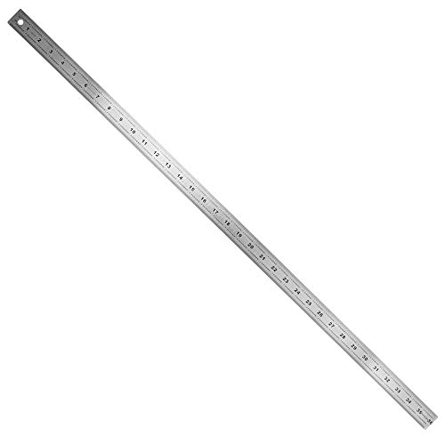 Pacific Arc Stainless Steel Ruler with 32nd and 64th Graduations 36 Inches Rubber Backed