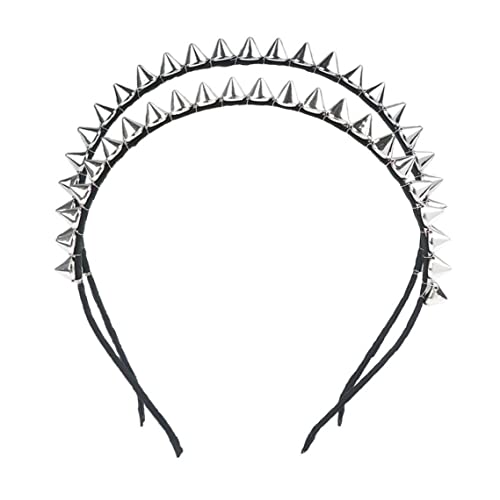 Ruluti Fashion Spike Headband Rivets Hair Bands Punk Goth Cosplay Headdress For Men Women, Silver #TOP5