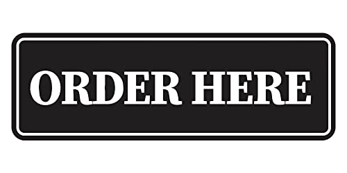 Panneau Order Here signalétique noire grand format taille L