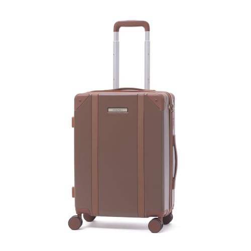Image of Assembly Vintage 20 Inch (55cm) Cabin Trolley Bag Hard Shell Polycarbonate Suitcase Retro Classic Design with TSA Lock 8 Spinner Wheels Carry On Luggage