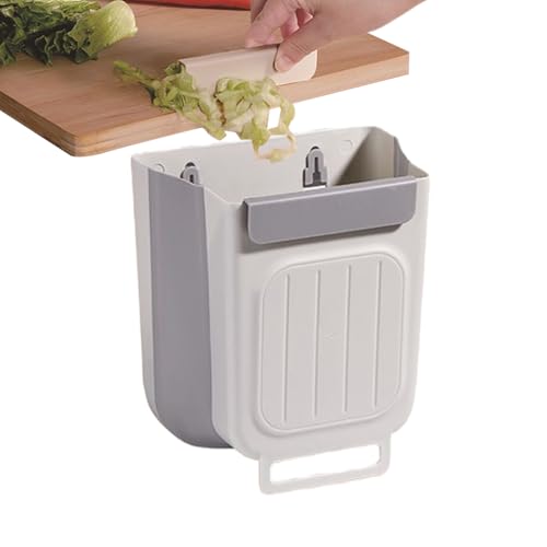 Cubo de basura plegable de pared de cocina, cubo de basura colgante de 11 L, plegable con poco espacio, cubo de compost compacto, soporte de gallina duradero para puerta de armario, cuarto de baño