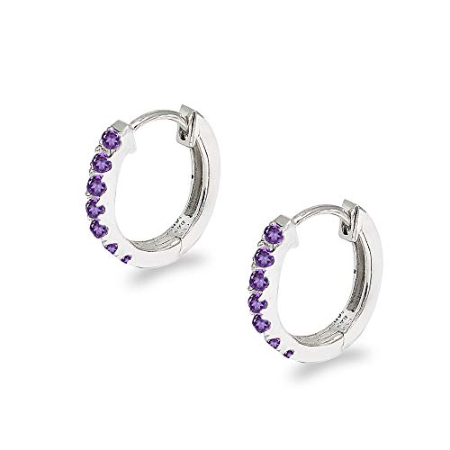 African Amethyst Earrings For Women 15Mm Genuine Gemstone Oval Huggies Sterling Silver Hoops Purple Earring For Girls Teens Bridesmaids Fashion Trendy #TOP6