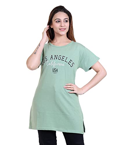 Image of New Crush Women Cotton Printed Regular Fit T-Shirts /Top /Long Night Wear T-Shirt for Women's & Girls (Pack of 2)