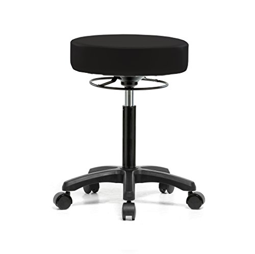 Image of Perch Life Height Adjustable Stool | Medium Bench Height 20.5-28 inch | Black Vinyl