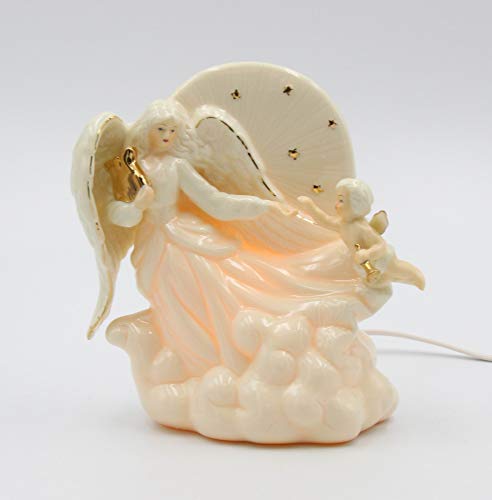 Cosmos Gifts Fine Jade Porcelain Lighted Angel with Cherub with Gold Accents Night Light Figurine, 6-1/2 H Cosmos Gifts Fine Jade Porcelain Lighted Angel with Cherub with Gold Accents Night Light Figurine, 6-1/2" H
