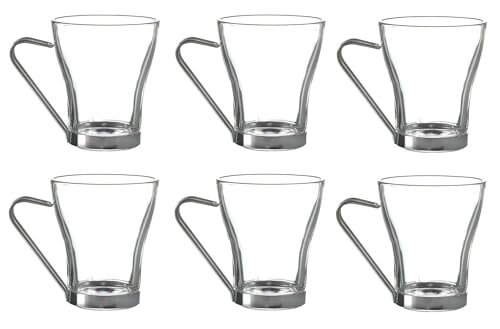 Deconation Lot De 6 Tasses En Verre Et Métal 20 Cl | Mugs Transparents Design - 6 X 20 Cl