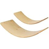Balance Board aus Buchenholz 2er Set Wobble Board Schaukelbrett Balancierbrett für Kinder und Erwachsene klein 91x30 cm groß 109x45 cm, Braun