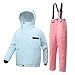 2 Piece Snow Suit for Kids Fashion Windbreaker Waterproof Warm Insulated Solid Color Ski (Light Blue, 12-13 Years)