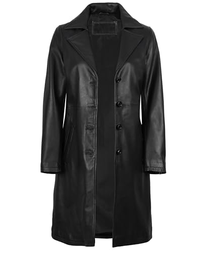 Decrum Leather Coat Women - Real Lambskin Women's Long Leather Car Coat2