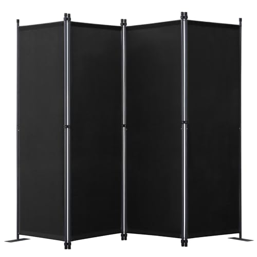 Angel Living Paravent 4 Panels Foldable Room Divider Freestanding Screening Wall Room Divider Partition for Offices, Balcony, Bedroom, Outdoor Garden 224 x 165 cm Black
