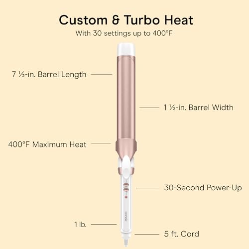 Image of Conair Double Ceramic 1 1 /2-In. Extra Long Barrel Curling Iron | Extra-long 6-in. Barrel (1 in.) Styles Big Soft Waves on Medium to Long Hair, White /Rose Gold, CD710L