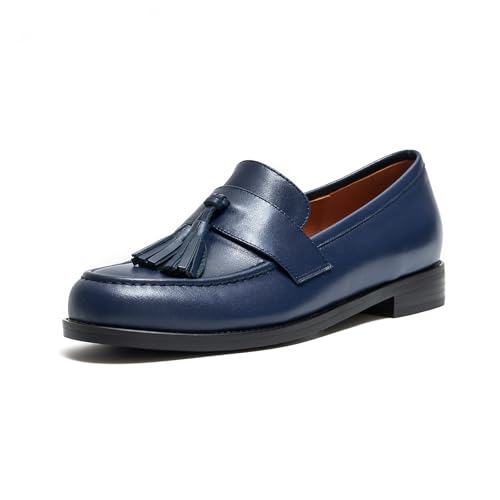 Image of ONEENO Women's Casual Flat Leather Tassel Loafer | Office Shoes