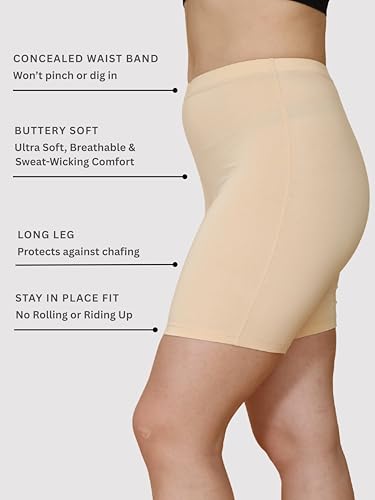 Image of GLAMORAS Women's Bamboo Spandex High Waist 4-Way Stretch Shorts | 95% bamboo 5% spandex, 4-way stretch, concealed waistband, breathable, anti-chafing, everyday comfort