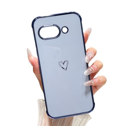 Étui Google Pixel 9a bleu à motifs cœurs pour protéger votre écran 6,3" pendant vos sorties