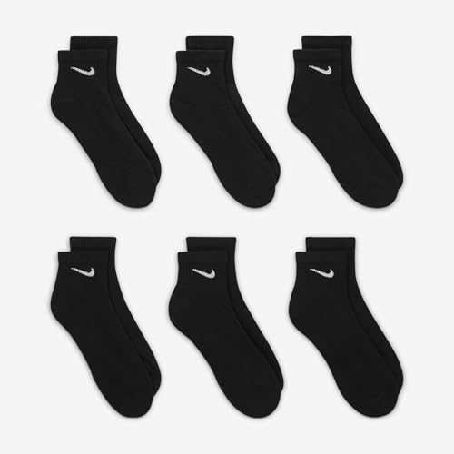 NIKE SX7667 Lot de 6 paires de chaussettes courtes pour homme et femme Blanc/gris/noir Taille : 38-42