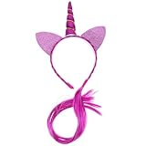 TOPBATHY Diadema Unicornio Trenza, Accesorio para Fiesta y Disfraz, Banda Cabello en Color Púrpura, Decoración de Cabeza de Dibujos Animados para Fotografía y Cosplay