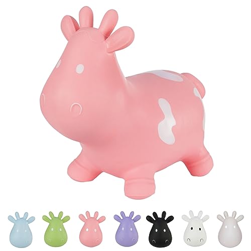 Hoppimals Tootiny Animal Sauteur Gonflable Vache, Animal Sauteur, Jouet Sauteur Gonflable - Développe la motricité - A partir de 12 Mois - avec Pompe à air...