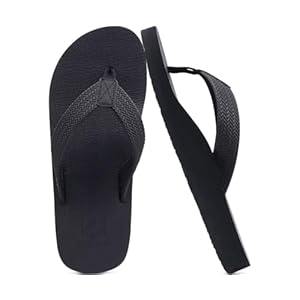 KuaiLu Men’s Yoga Mat Leather Flip Flops Thong Sandals with Arch Support