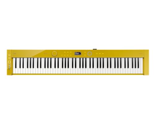 Casio Privia PX-S7000 Portable Digital Piano w/88 Hybrid Weighted Keys, 400 Tones, Touch Sensor Controls, Stand w/ 3 Pedals, Bluetooth, USB, AC Adapter, 32W Speakers, Harmonious Mustard (PX-S7000HM)