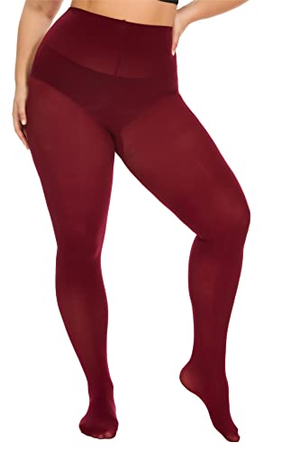 Image of DUCMODA Plus Size Tights for Women, Ultra Soft Solid Color Semi-Opaque Pantyhose, Nylon High Waist Stockings 1X 2X 3X 4X