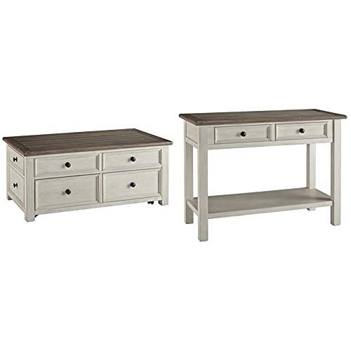 Signature Ashley Bolanburg Farmhouse Lift Top Coffee Table with D...