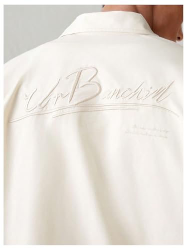 Men's Letter Embroidered Oversized Tshirts Half Sleeve Button Down Baggy Tee Shirts Streetwear4