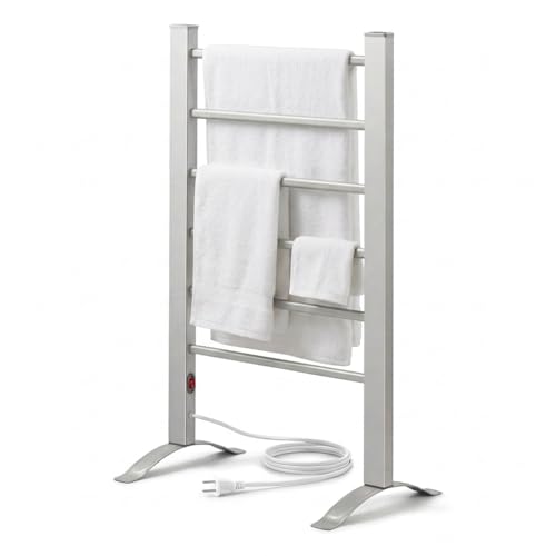 Pursonic TW300 Towel Warmer Rack for Bathroom – 6-Bar Electric Heated Towel Rack, Wall Mounted or Freestanding Setup, Plug-in Towel Dryer, Minimal Assembly Chrome-Plated