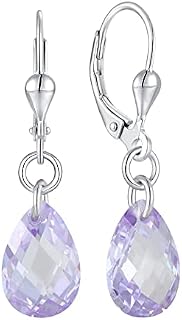 JO WISDOM Women Earrings,925 Sterling Silver Teardrop Leverback Dangle & Drop Earrings with 3A Cubic Zirconia