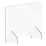 hjh OFFICE 830032 Spuckwand Thekenaufsatz CLEANUP II 65x90 Acrylglas Transparent Hygieneschutz Aufsteller mit Durchreiche