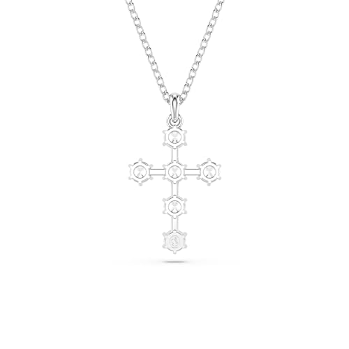 Swarovski Insigne pendant, Round cut, Cross, Clear, Rhodium Finished4