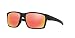 Oakley Men's Mainlink Polarized Iridium Rectangular Sunglasses, Matte Black w/Ruby Iridium Polar, 57 mm