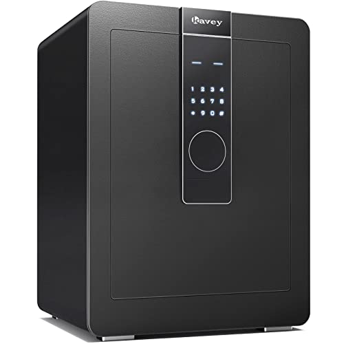 Kavey 2.6 Cubic Home Safe, Large Safe with Upgraded Hidden Compartment and Backlit Touch Screen Keypad, Security Safe with Dual Warning Alarm and LED Light, Safe for Money Firearms Medicine Valuables