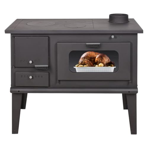 BALKAN ENERGY Cocina de leña de Metal 4014 7.9 kW, Grafito, Negro