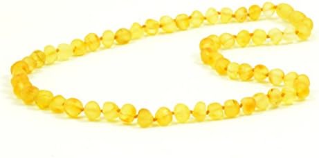 AmberJewelry Baltic Amber Adult Necklace Made from Unpolished/Authentic Baltic Amber Beads (19.7 inches (50 cm), Lemon)
