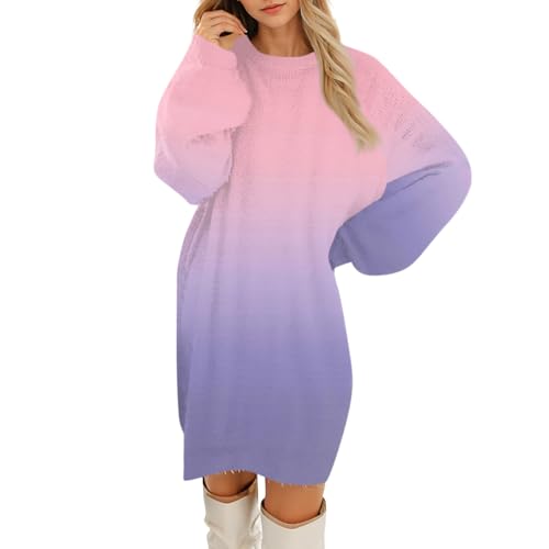 Generisch Strickkleid Damen Oversize Pullover Herbst Winter Longpullover Pulloverkleid Elegant Winterkleid Lässig Wollkleid Mode Sweater Warm Pullis...