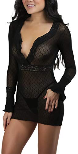 Image of ToBeInStyle Women's Stretch See Through Fishnet Novelty Mini Rave Party Dress