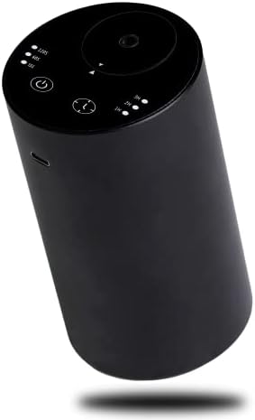 10,20ml Waterless Essential Oil Nebulizer with Touch Panel -Professional Grade- USB Battery Operated Cordless Nebulizing, Portable Wireless Aromatherapy Mini Diffuser for All Vehicle (Black)