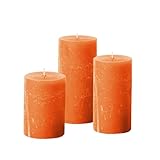 Simply Soson 3x4, 3x5, 3x6 inch Fall Harvest Chai Scented Pillar Candle, Set of 3 Assorted Size Candles, Orange Fall Dripless Candles Ideal for Fall Decoration, Thanksgiving Gifts Autumn, Home Decor