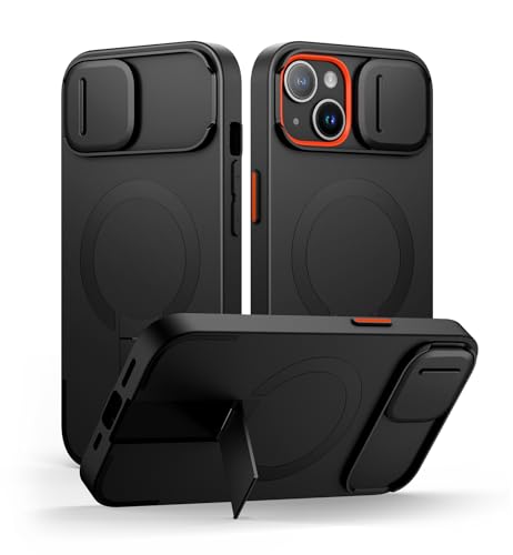 SURITCH ���C�P�[�XiPhone 15�ƌ݊��� �ƃJ�����ی�J�o�[�ƒ����\�ȃX�^���h ���h�~�ϏՌ��ی�J�o�[iPhone 15�p (�u���b�N)