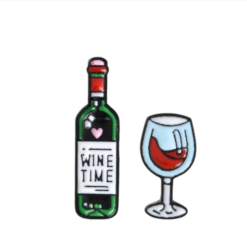 WYLYSD Mini Lindo Vino Esmalte Pin Copa De Vino Y Botella De Vino Broches Metal Amante Broche Alfileres Insignia Joyería Cover