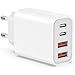 Produktbild USB C Ladegerät, 45W USBC Netzteil für iPhone 16 15 14 13 12 11 Pro Max, Samsung, Handys, Schnellladegerät 4 Ports Mehrfach Schnellladeblock mit USB-C+USB-A Wandstecker Multiport Stecker Typ C Romalux